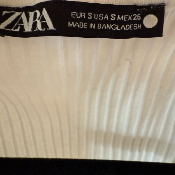 Zara White Ribbed Collared Top - Picture 4 of 4